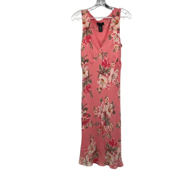 Jones New York Signature Silk Blend Floral Midi Slip Dress Pink/Multi Size 10 - Picture 1 of 8